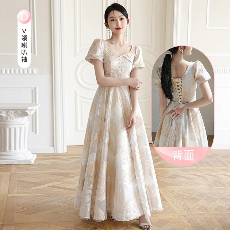 パーティードレス ドレス シャンパンドレス レディース 新春 フレンチイブニングドレス ドレス 妖精 シニア ロングドレス