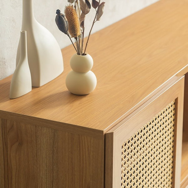 韓国風　ナチュラルウッド ラタンキャビネット R.U.S 大容量収納／ラタンキャビネット ｜家具・インテリア通販 Re