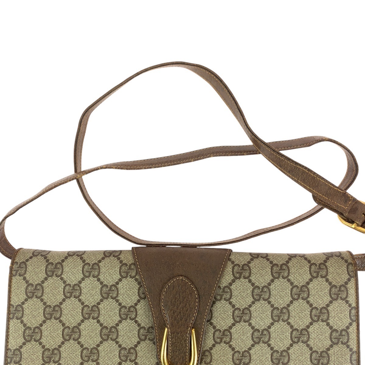 GUCCI オールドグッチGGスプリームゴールドブラウンショルダーバッグ