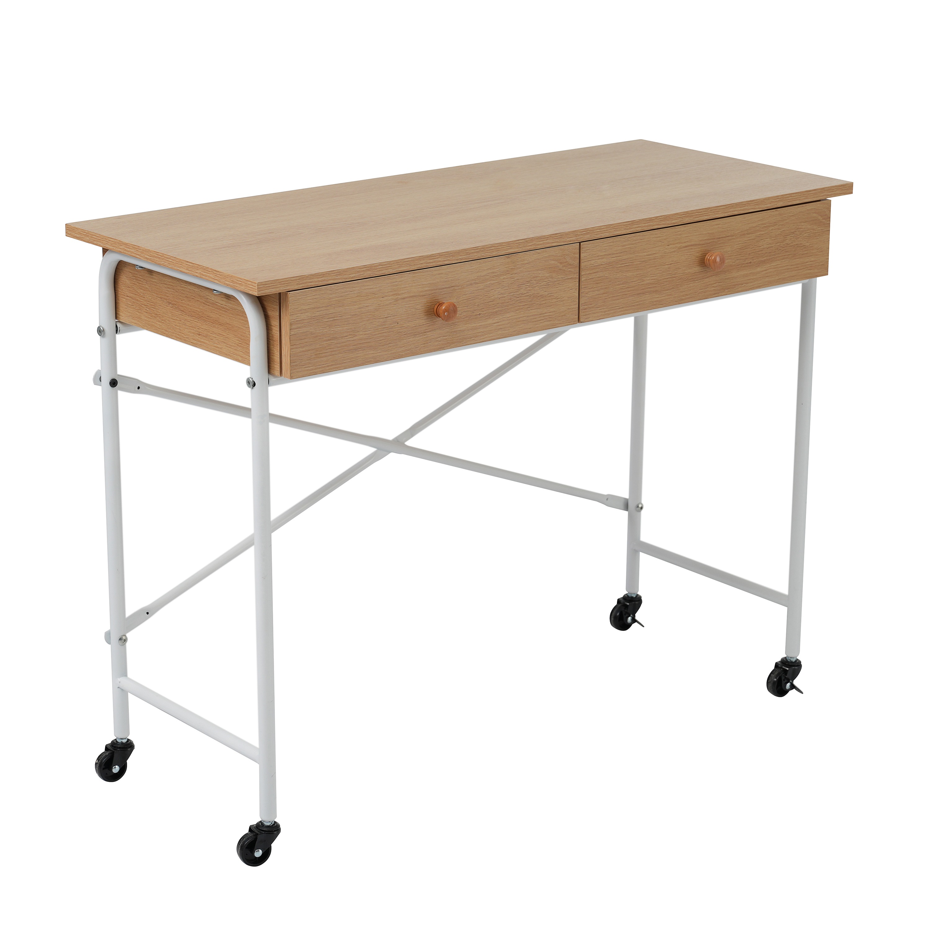 【国内発送,送.料無料】A49デスク+ラック キャスター付き 引き出し付き