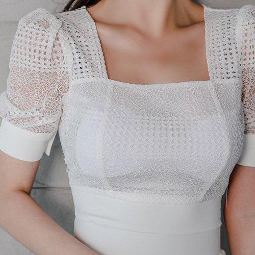 キャバドレス ナイトドレス ミディアムドレス マーメイドライン セットアップ ツーピース ハイウエスト パフスリーブ レース レディース ホワイト グラシア キャバドレス ナイトドレス ミディアムドレス マーメイドライン セットアップ ツーピース ハイウエスト パフスリーブ レース レディース ホワイト グラシア