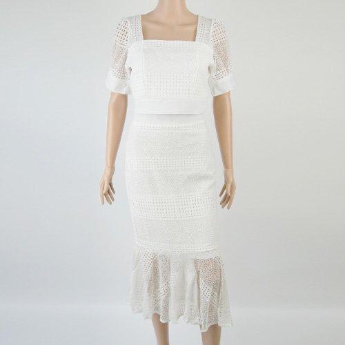 キャバドレス ナイトドレス ミディアムドレス マーメイドライン セットアップ ツーピース ハイウエスト パフスリーブ レース レディース ホワイト グラシア キャバドレス ナイトドレス ミディアムドレス マーメイドライン セットアップ ツーピース ハイウエスト パフスリーブ レース レディース ホワイト グラシア