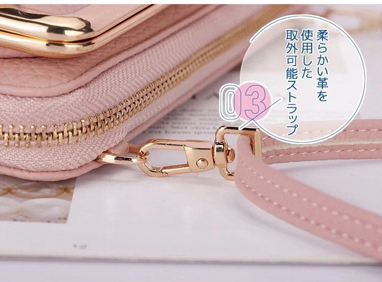 【1つ買うと10個無料】スマホポーチレディースかわいい財布スマホポシェット大きいスマホも入るショルダーポシェットミニ 23の発売化粧ポーチ-大容量