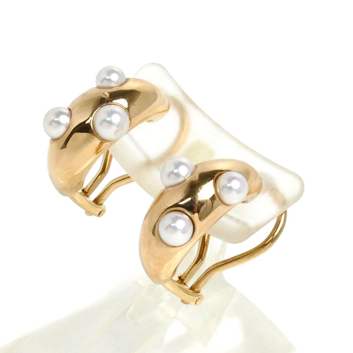 MIKIMOTO ミキモト K18YG イエローゴールド イヤリング アコヤパール約3.5-3.9mm 9.0g バネ式 レディース 中古 MIKIMOTO ミキモト K18YG イエローゴールド イヤリング アコヤパール約3.5-3.9mm 9.0g バネ式 レディース 中古