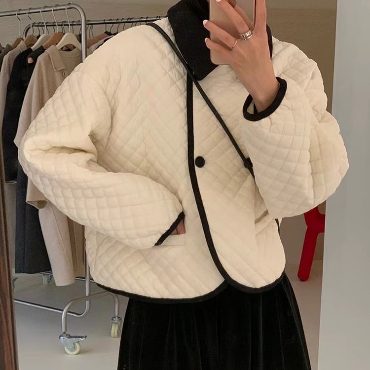 2color レディース アウター コート キルティングジャケット バイカラーパイピングコート 2color レディース アウター コート キルティングジャケット バイカラーパイピングコート