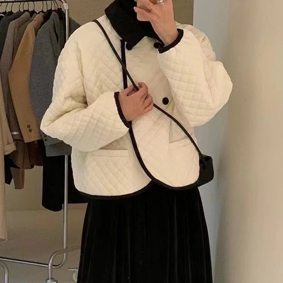 2color レディース アウター コート キルティングジャケット バイカラーパイピングコート 2color レディース アウター コート キルティングジャケット バイカラーパイピングコート