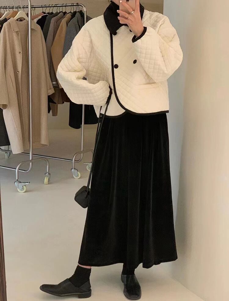 2color レディース アウター コート キルティングジャケット バイカラーパイピングコート 2color レディース アウター コート キルティングジャケット バイカラーパイピングコート