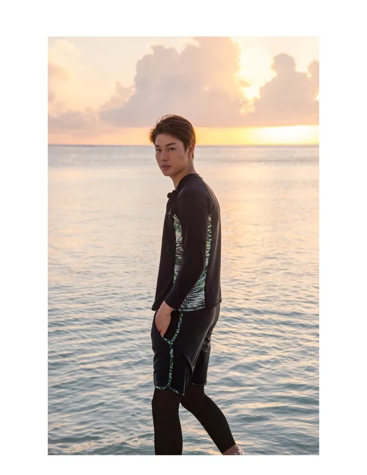 メンズ 水着３点セット フィットネス ラッシュガード 上下セット 長袖 長ズボン サーフパンツ 日焼け防止 スポーツ スイムウェア 水陸両用 大きいサイズ