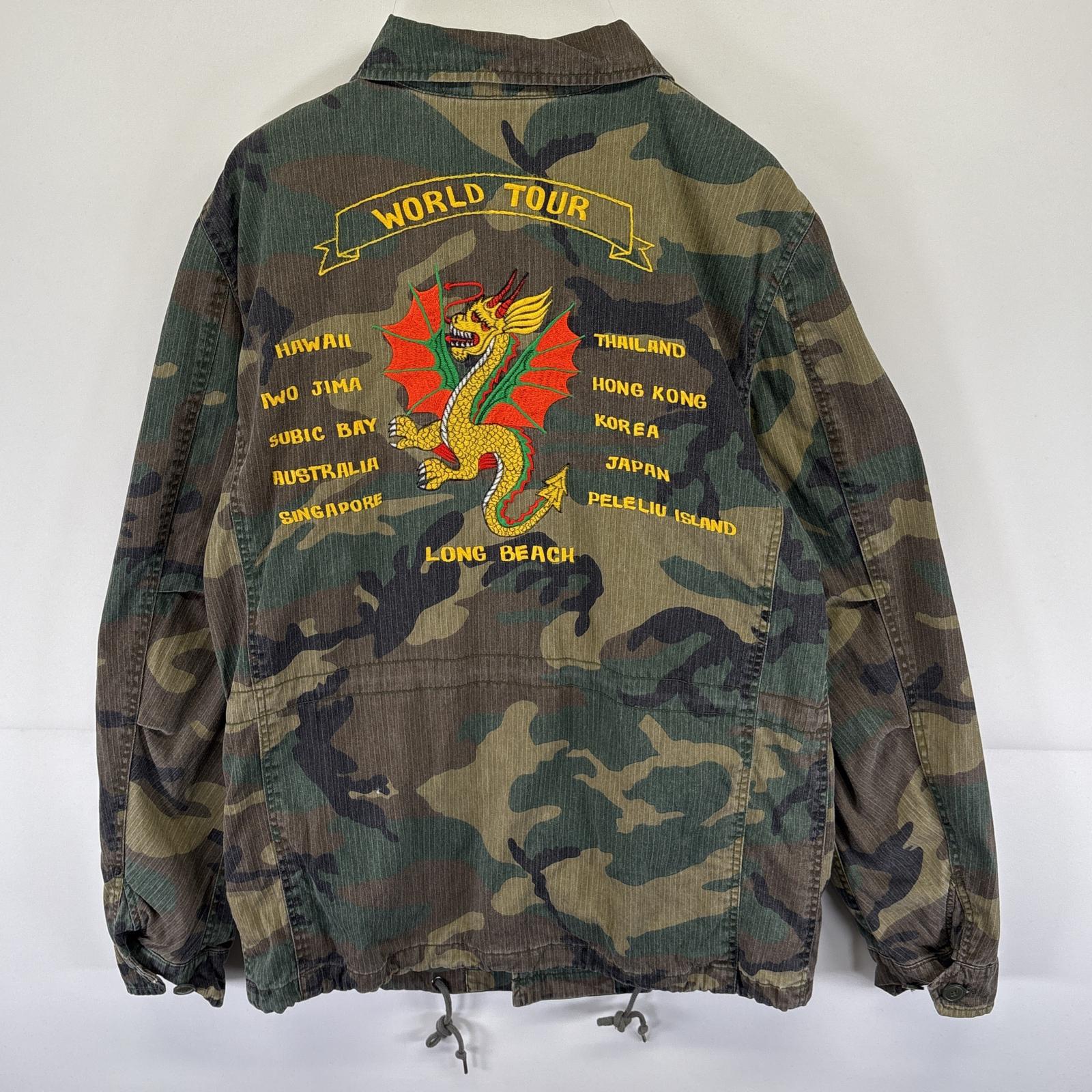 古着 アルファインダストリー ミリタリージャケット M65 フィールドジャケット カモフラ バックロゴ刺繍 ミリタリータイプ M グリーン メンズ 古着 アルファインダストリー ミリタリージャケット M65 フィールドジャケット カモフラ バックロゴ刺繍 ミリタリータイプ M グリーン メンズ