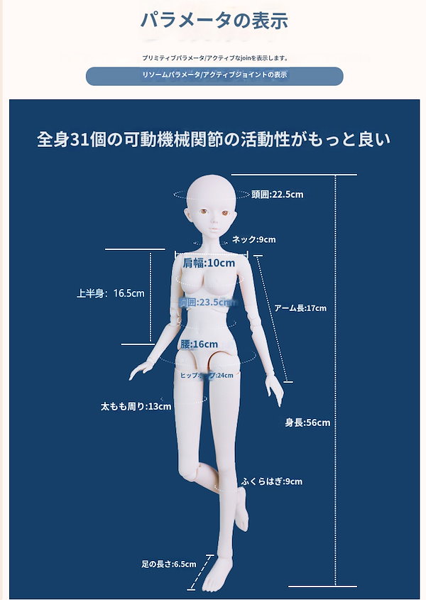 球体関節人形　Doll More Paran Qoo10] 球体関節人形 現物1/3 関節人形 60