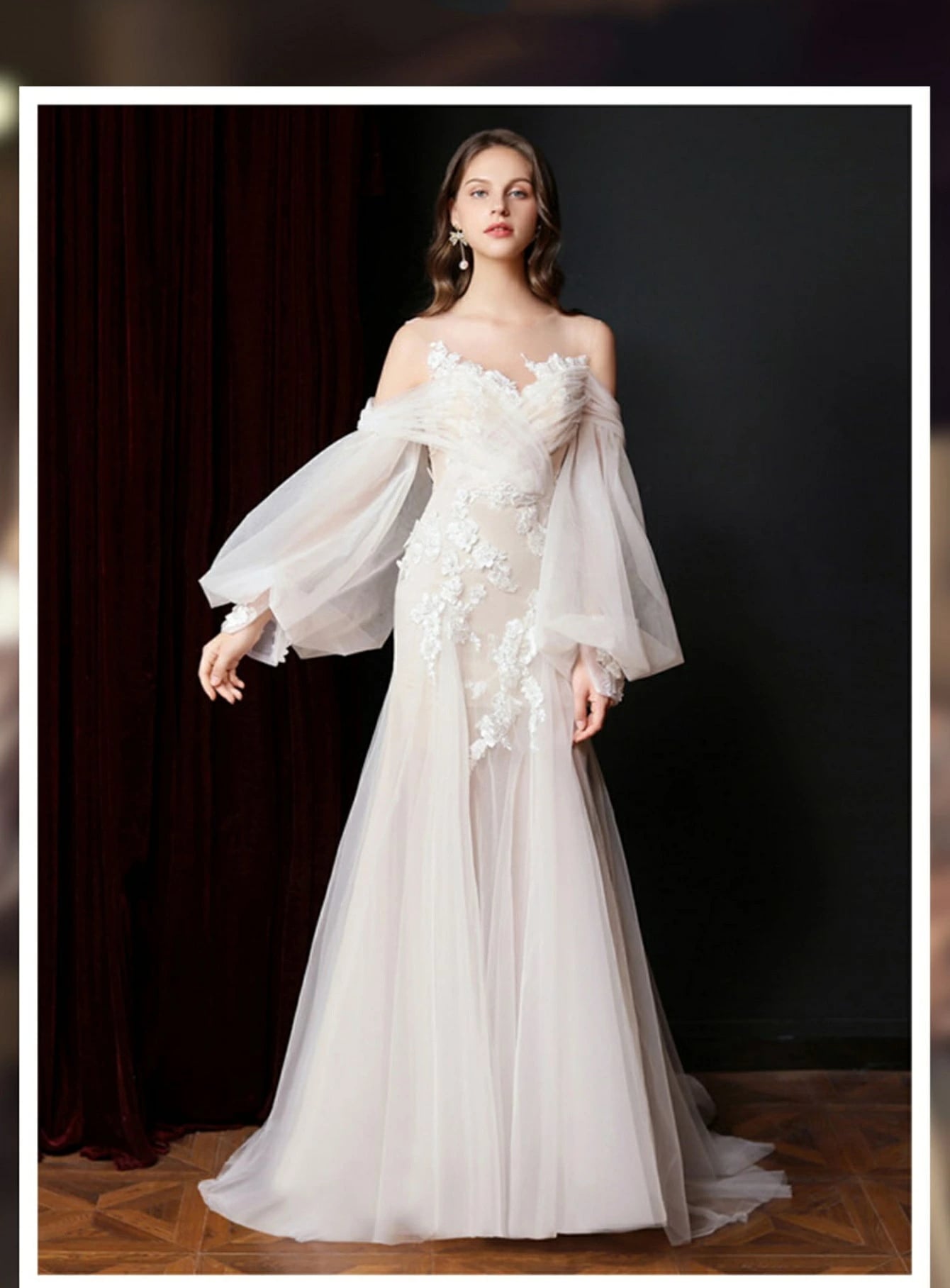 新入荷!ウェディングドレス 結婚式 宴会 パーティー イブニングドレス 花嫁ドレス フランス風 ホワイト オフショルダー エレガント 高級感 メッシュ 撮影 前撮り 森系 トレーン ロングドレス ファ 新入荷!ウェディングドレス 結婚式 宴会 パーティー イブニングドレス 花嫁ドレス フランス風 ホワイト オフショルダー エレガント 高級感 メッシュ 撮影 前撮り 森系 トレーン ロングドレス ファ