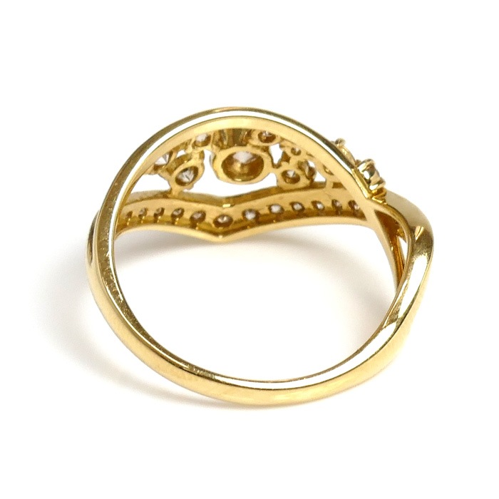 K18YG イエローゴールド リング・指輪 ダイヤモンド0.20ct/0.49ct 12号 3.1g レディース 中古 K18YG イエローゴールド リング・指輪 ダイヤモンド0.20ct/0.49ct 12号 3.1g レディース 中古