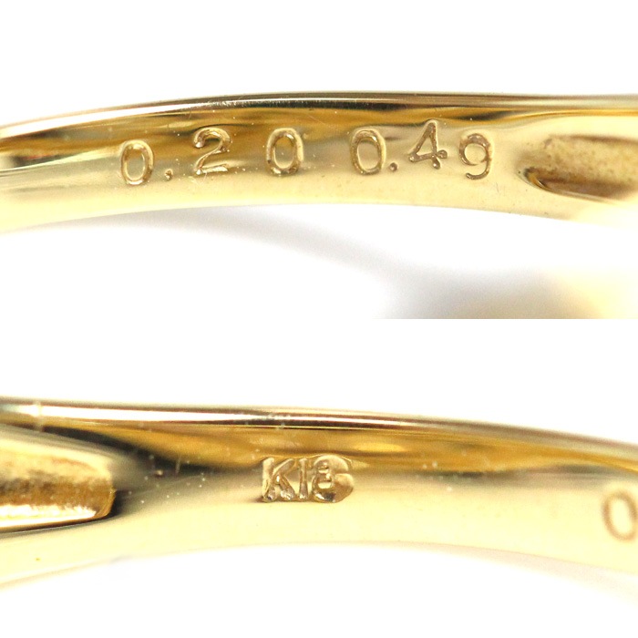 K18YG イエローゴールド リング・指輪 ダイヤモンド0.20ct/0.49ct 12号 3.1g レディース 中古 K18YG イエローゴールド リング・指輪 ダイヤモンド0.20ct/0.49ct 12号 3.1g レディース 中古