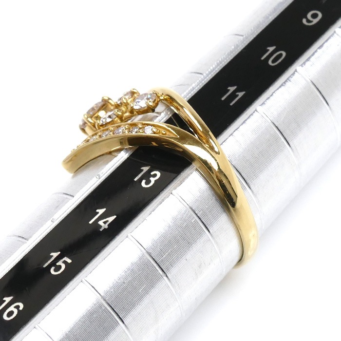 K18YG イエローゴールド リング・指輪 ダイヤモンド0.20ct/0.49ct 12号 3.1g レディース 中古 K18YG イエローゴールド リング・指輪 ダイヤモンド0.20ct/0.49ct 12号 3.1g レディース 中古