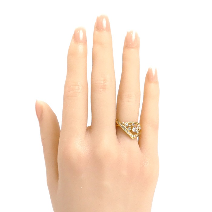 K18YG イエローゴールド リング・指輪 ダイヤモンド0.20ct/0.49ct 12号 3.1g レディース 中古 K18YG イエローゴールド リング・指輪 ダイヤモンド0.20ct/0.49ct 12号 3.1g レディース 中古