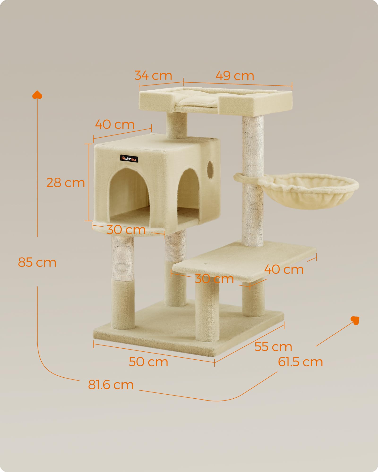 FEANDREA キャットタワー据え置き 多頭飼い 大型猫用 大きい猫にピッタリ 巨大ハウス 広い見晴らし台 PCT42M FEANDREA キャットタワー据え置き 多頭飼い 大型猫用 大きい猫にピッタリ 巨大ハウス 広い見晴らし台 PCT42M