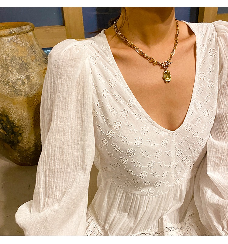 ワンピース V ネック ロング リゾート レース フレワンピース レディース 女性用 フリル