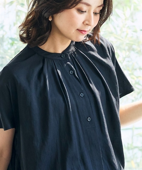 シャツブラウス バンドカラーチュニックブラウス Otona Purete シャツブラウス バンドカラーチュニックブラウス Otona Purete