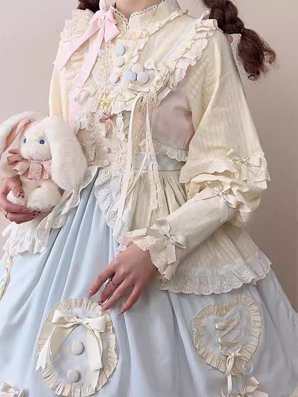 ドーパミンブルーパウダーかわいい甘いロリータ長袖ショートドレスop Puffyプリンセススカート秋と冬のスタイル ドーパミンブルーパウダーかわいい甘いロリータ長袖ショートドレスop Puffyプリンセススカート秋と冬のスタイル