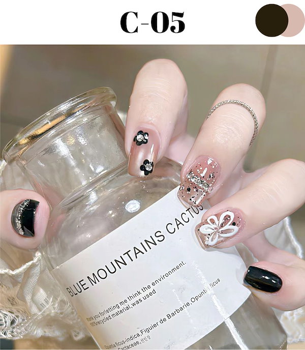 ネイルチップ ショート 手作りネイルチップ 和風ネイルチップ 桜