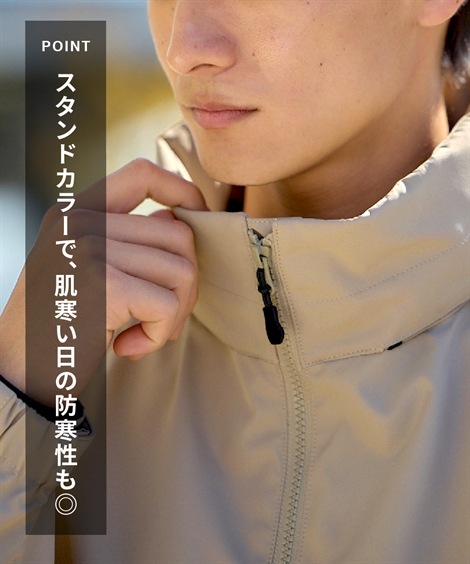 ジャンパー・ブルゾン フード付スタンドカラーブルゾン 防風・はっ水