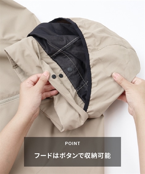 ジャンパー・ブルゾン フード付スタンドカラーブルゾン 防風・はっ水
