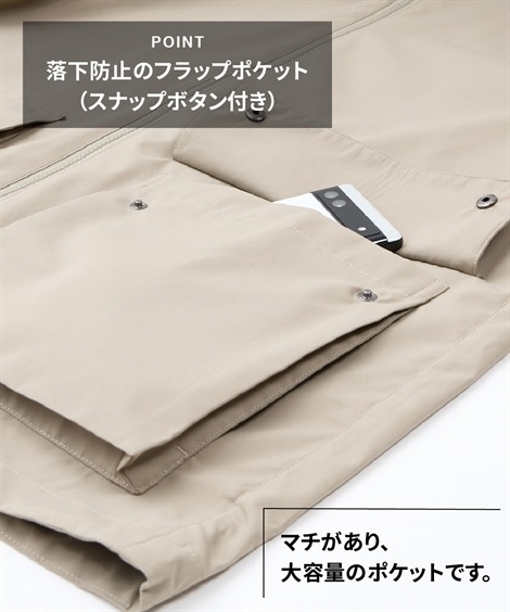 ジャンパー・ブルゾン フード付スタンドカラーブルゾン 防風・はっ水