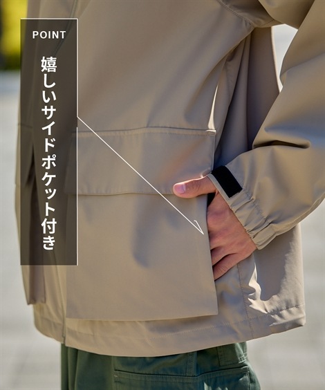 ジャンパー・ブルゾン フード付スタンドカラーブルゾン 防風・はっ水