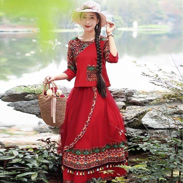 Qoo10] モン族女性民族柄スカート上着東南アジア民