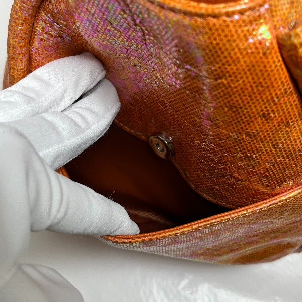 オーストリッチ HE-360H ハンドバッグ オレンジ ostrich パールソフト