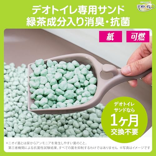 【燃やせる自然素材】デオトイレ 緑茶成分入り 消臭・抗菌サンド 18L (4.5L×4袋) [猫砂/紙砂] システムトイレ 猫用【Amazon.co.jp限定】