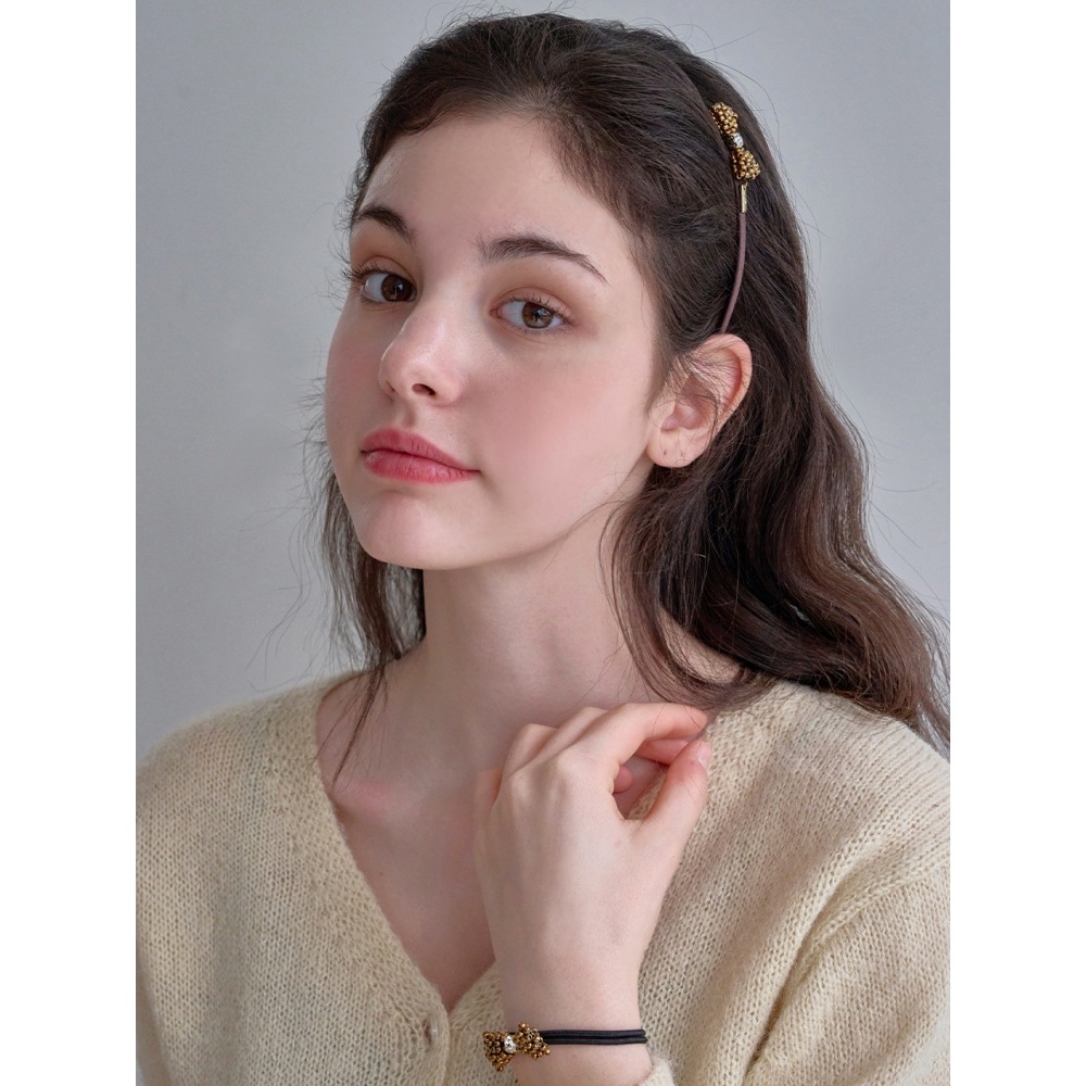 [JEAN PAUL CLARISSE] ミニ リボン ビーズ ヘアバンド Jean Paul Clarisse ミニリボンビーズ ヘアバンド LFHB0068