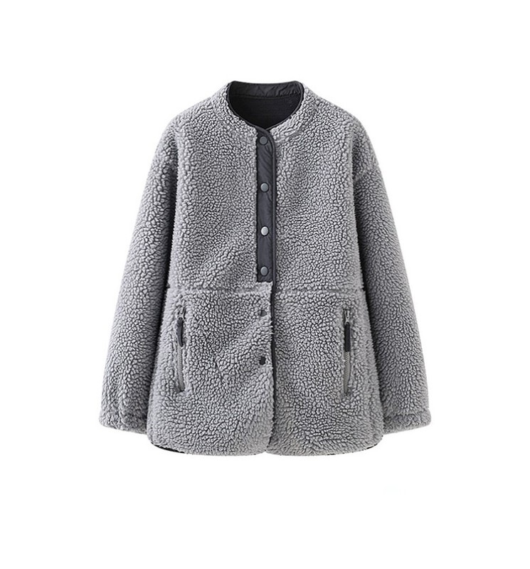 ラ・シャペル グレーブルー 春新作 フード付き コーデュロイ スプライシング イミテーション ラムウール ジャケット レディース ミディアム丈 高級ファッション ラ・シャペル グレーブルー 春新作 フード付き コーデュロイ スプライシング イミテーション ラムウール ジャケット レディース ミディアム丈 高級ファッション