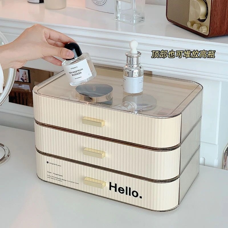 化粧品収納ボックスデスク防塵用寝室化粧台スキンケア用品置物棚寮整理ボックス