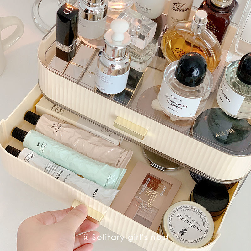 化粧品収納ボックスデスク防塵用寝室化粧台スキンケア用品置物棚寮整理ボックス