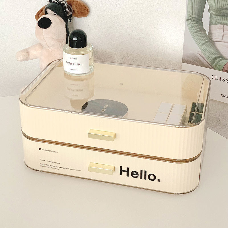 化粧品収納ボックスデスク防塵用寝室化粧台スキンケア用品置物棚寮整理ボックス