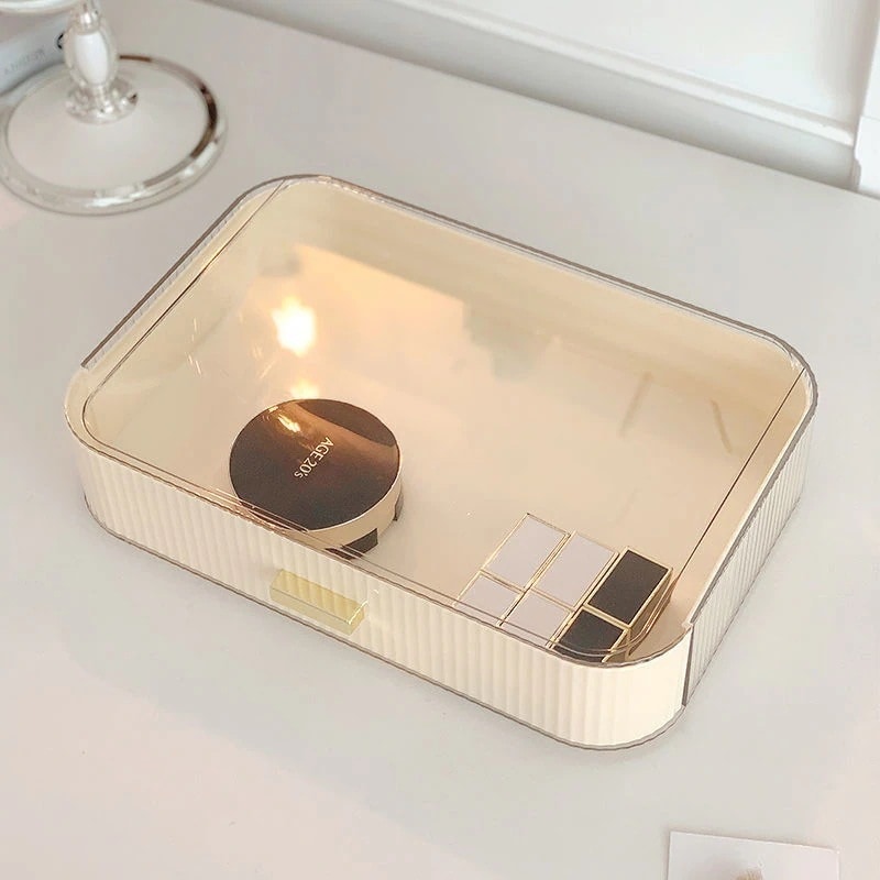 化粧品収納ボックスデスク防塵用寝室化粧台スキンケア用品置物棚寮整理ボックス