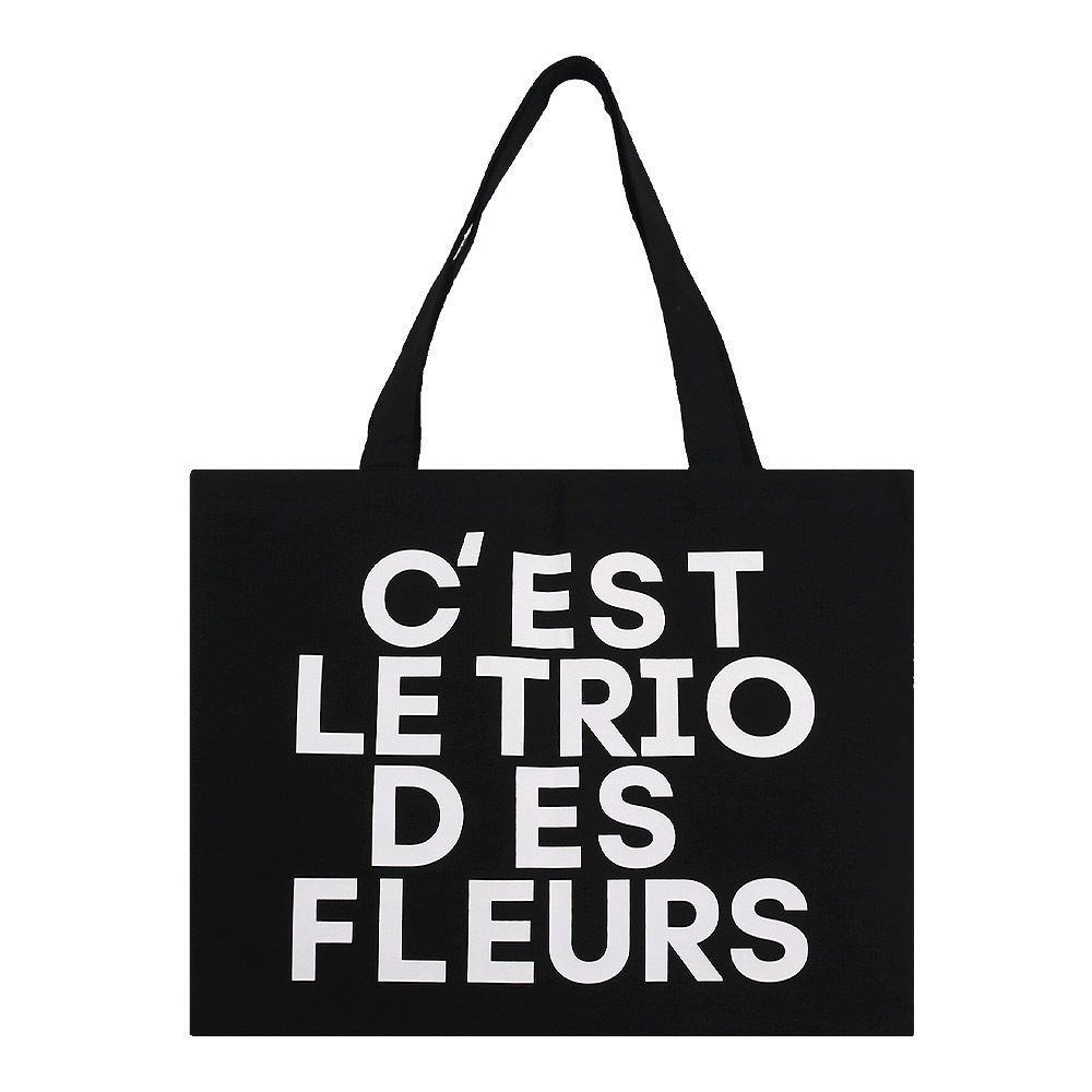 CANVAS BAG TRIPLE FLOWER BLACK WHITE トート レディース 韓国 花柄