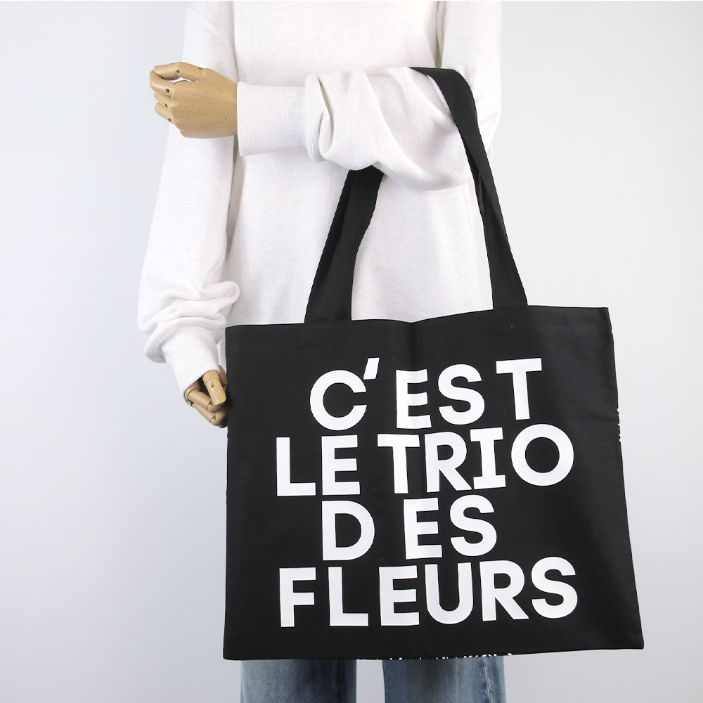 CANVAS BAG TRIPLE FLOWER BLACK WHITE トート レディース 韓国 花柄