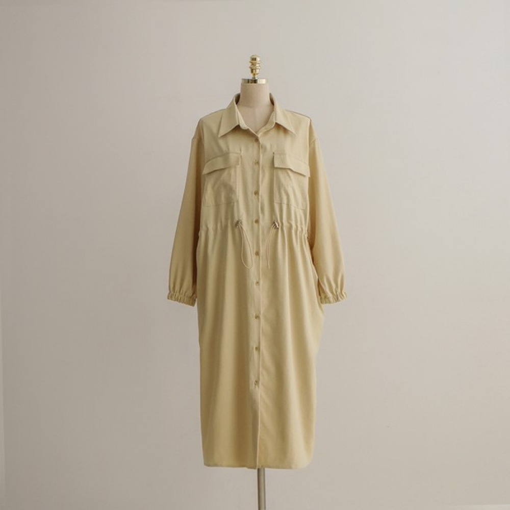 [Elysia] ラットストリングシャツバンディングドレス