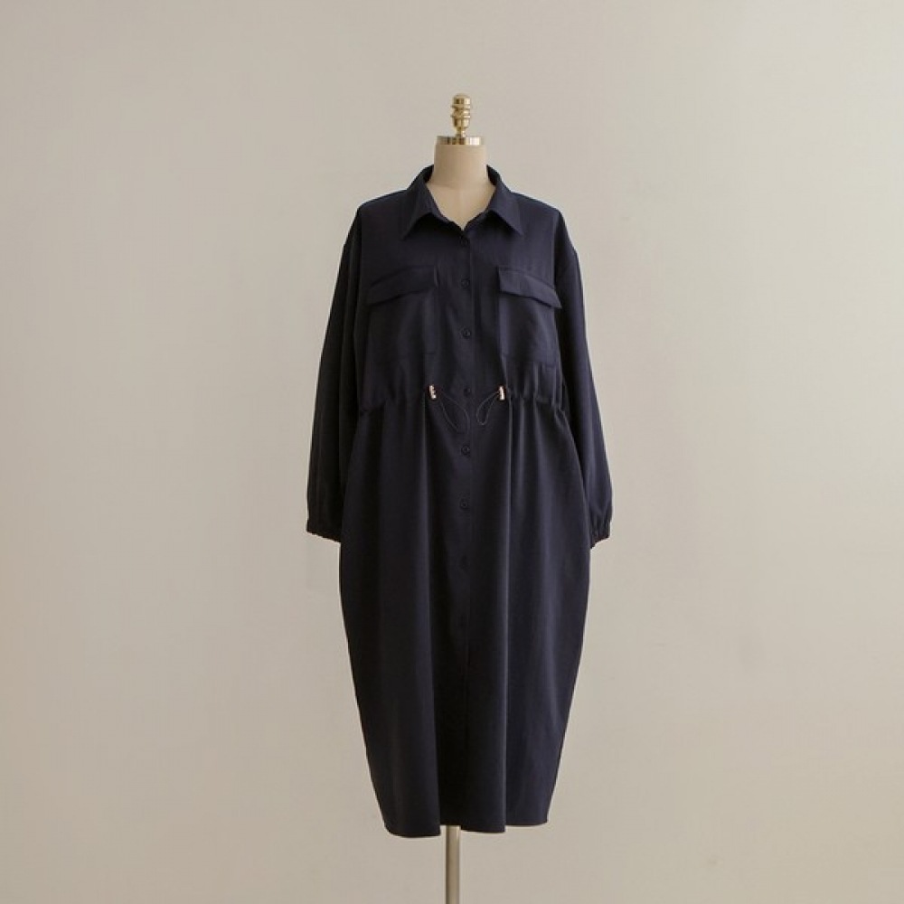 [Elysia] ラットストリングシャツバンディングドレス