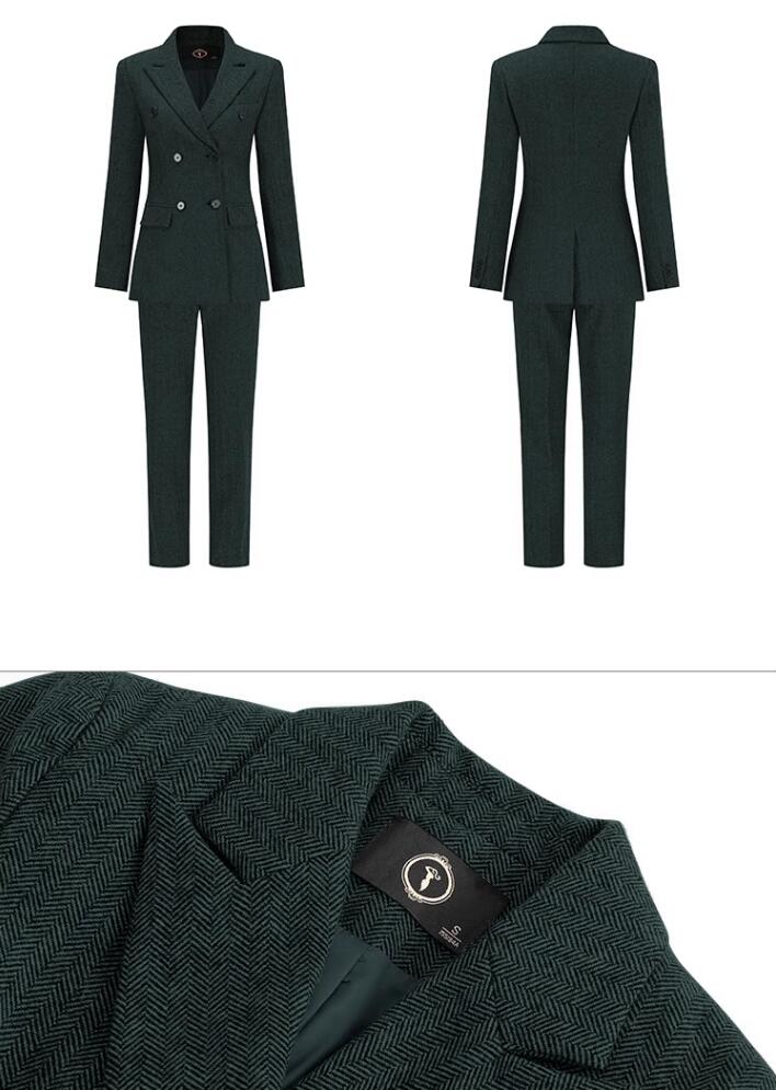 品質良い 上品 ダークグリーン ダブルブレスト 高級感 無地 ビジネス