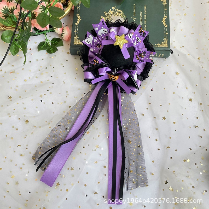 ロリータ ハロウィンアクセサリー かぼちゃ色の悪魔のヘアピン ロリータ オレンジ 黒 紫 コウモリ リボン帽子 ロリータ ハロウィンアクセサリー かぼちゃ色の悪魔のヘアピン ロリータ オレンジ 黒 紫 コウモリ リボン帽子