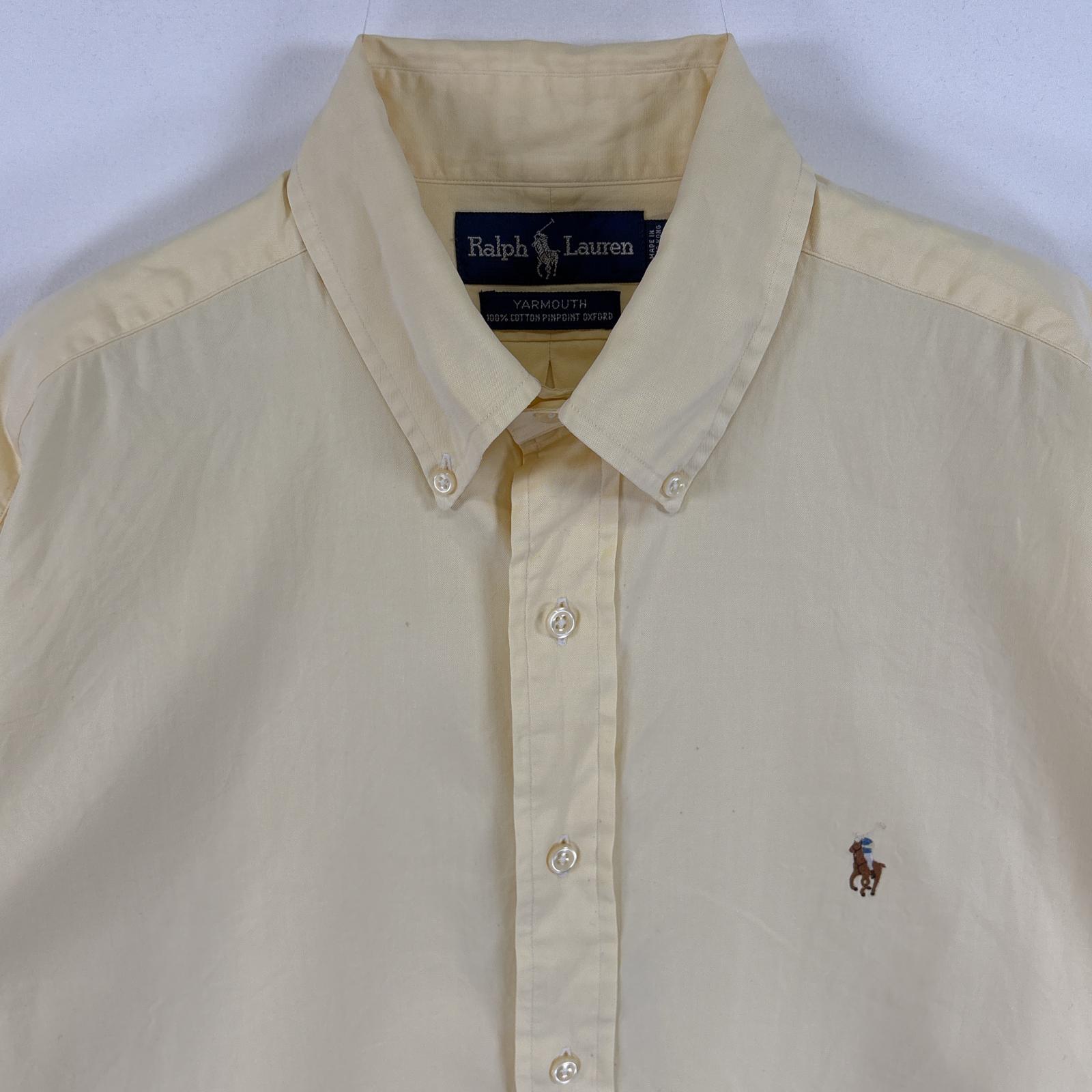 古着 90s/90年代 長袖シャツ ワンポイント ロゴ 刺繍 ボタンダウンシャツ YARMOUTH 15 1/2 M イエロー 無地 メンズ 古着 90s/90年代 長袖シャツ ワンポイント ロゴ 刺繍 ボタンダウンシャツ YARMOUTH 15 1/2 M イエロー 無地 メンズ