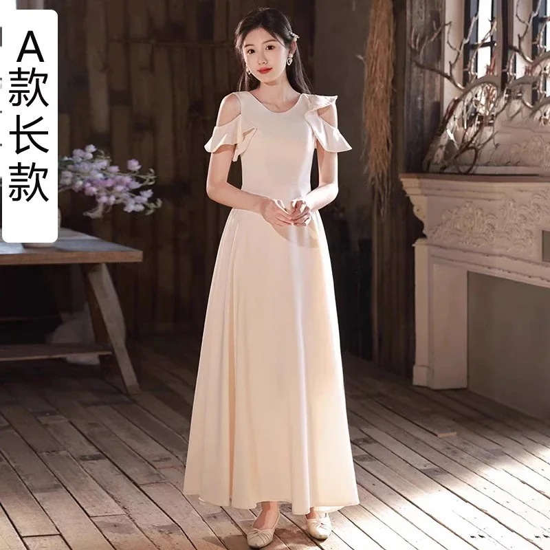 Hot!!!発表会 卒業式 演奏会 結婚式 今年人気のドレス2024新しい夏のシャンパンサテンのパフォーマンスドレスのイブニングドレス成人式 Hot!!!発表会 卒業式 演奏会 結婚式 今年人気のドレス2024新しい夏のシャンパンサテンのパフォーマンスドレスのイブニングドレス成人式