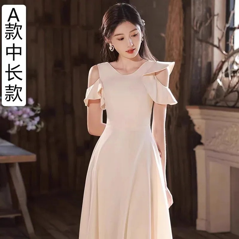 Hot!!!発表会 卒業式 演奏会 結婚式 今年人気のドレス2024新しい夏のシャンパンサテンのパフォーマンスドレスのイブニングドレス成人式 Hot!!!発表会 卒業式 演奏会 結婚式 今年人気のドレス2024新しい夏のシャンパンサテンのパフォーマンスドレスのイブニングドレス成人式