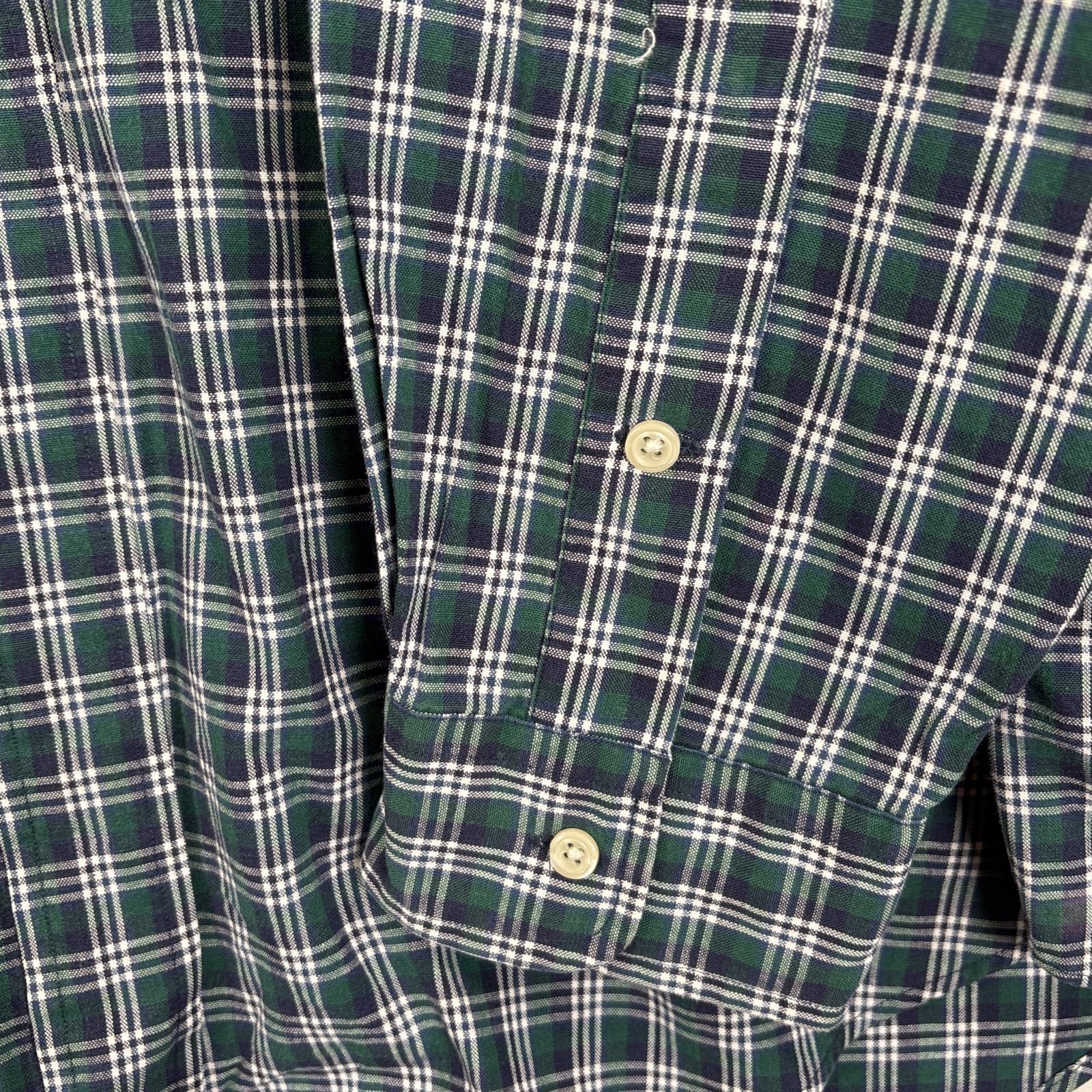 古着 長袖シャツ ボタンダウンシャツ ワンポイント ロゴ 刺繍 大きいサイズ XL ネイビー系 チェック メンズ 古着 長袖シャツ ボタンダウンシャツ ワンポイント ロゴ 刺繍 大きいサイズ XL ネイビー系 チェック メンズ