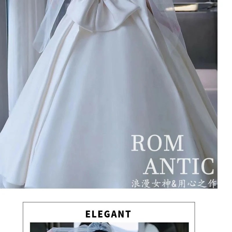 ワンショルダーサテンウェディングドレス花嫁2025小さいプラスサイズ妊婦ハイエンドフォレストスタイル ワンショルダーサテンウェディングドレス花嫁2025小さいプラスサイズ妊婦ハイエンドフォレストスタイル