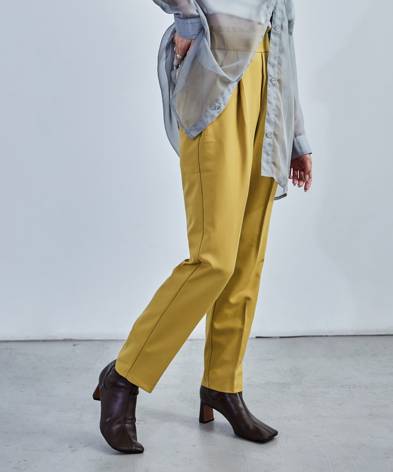 ハイウエストテーパードスラックス スラックス ハイウエスト タック テーパード レディース ウエストゴム カラバリ豊富 春夏 秋冬 オールシーズン ボトムス スタイルアップ 美脚見せ 低身長