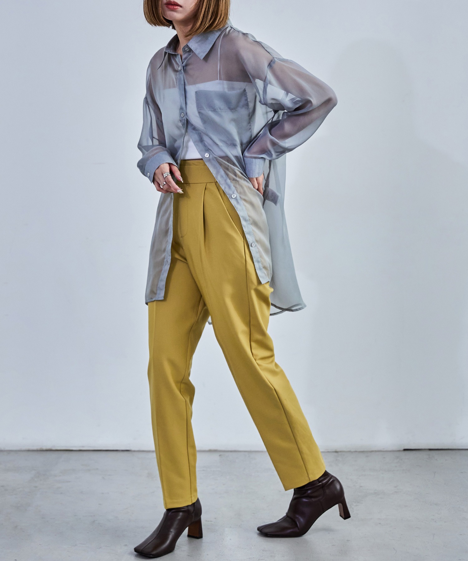 ハイウエストテーパードスラックス スラックス ハイウエスト タック テーパード レディース ウエストゴム カラバリ豊富 春夏 秋冬 オールシーズン ボトムス スタイルアップ 美脚見せ 低身長